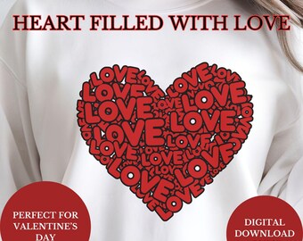 Love Word Art Heart PNG Bundle | Valentine's Day Clipart (Digital Download)