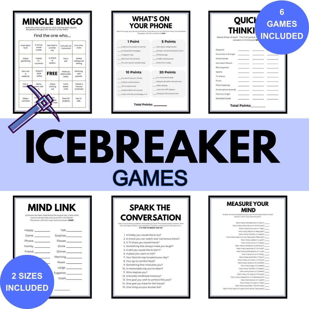 Icebreaker Games Bundle | 6 Printable Party & Team Building Games ...