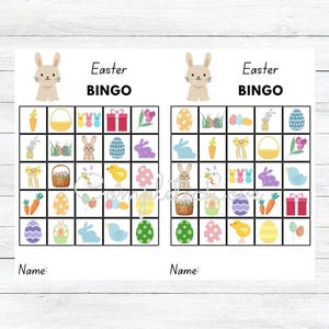 Osterbingo, druckbares PDF, 10 verschiedene BINGO Karten, Kindertagesstätte, Vorschule, Pre-K, Kindergarten, Grundschule, Feiertagsspiel