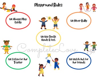 Classroom, Playground, Circle Time Rules Sign, Instant PDF Download, Print At Home, Daycare, Preschool, Kindergarten, Elementary Classroom