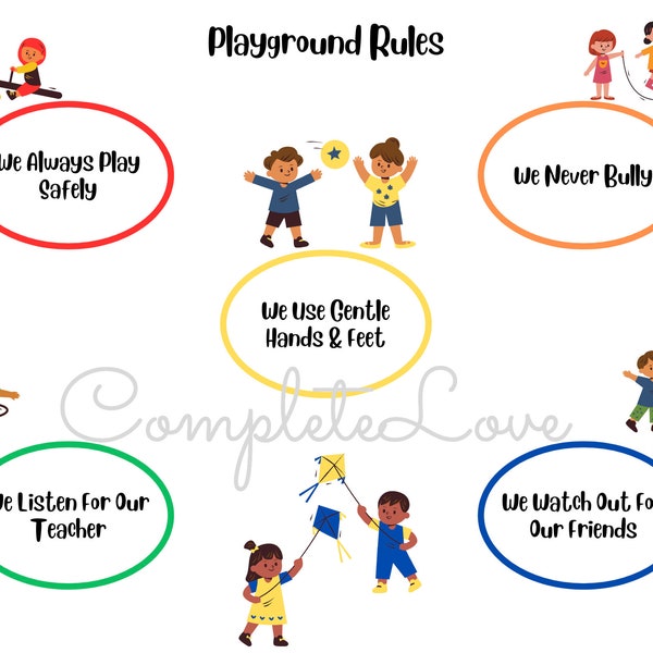 Classroom, Playground, Circle Time Rules Sign, Instant PDF Download, Print At Home, Daycare, Preschool, Kindergarten, Elementary Classroom