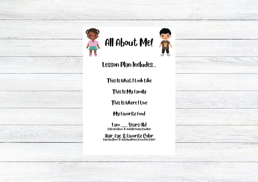 All About Me Lesson Plan, Activity Sheets (PDF Instant Download) - Etsy UK