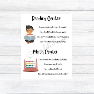 Daycare, Preschool, Kindergarten, Early Elementary Center Signs With Objectives, Instant Download & Print PDF
