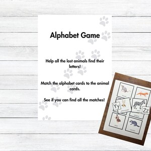 Printable Daycare, Preschool, Early Elementary Animal Alphabet Matching Game - Fun & Easy Classroom Activity! No Extra Materials Needed!