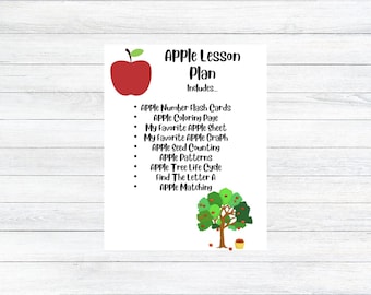 Apple Theme Lesson Plan, Preschool Kindergarten Activities (PDF Download)