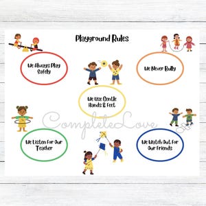 Classroom, Playground, Circle Time Rules Sign, Instant PDF Download, Print At Home, Daycare, Preschool, Kindergarten, Elementary Classroom