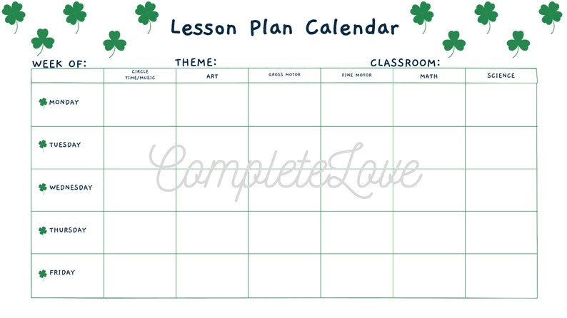 st patricks day lesson plan for kindergarten