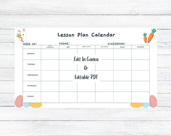 Dagopvang/kleuterschool/kleuterschool/kleuterschool/basisschoolsjabloon, canvassjabloon en bewerkbare pdf-weeklesplan, paashaas