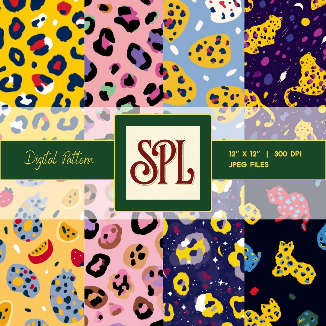 Leopard Print Seamless Digital Patterns - 10 Colorful Leopard Designs ...