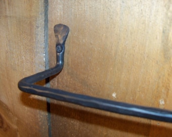 Hand Forged "Thumbprint" Towel Bar Towel Holder Rack made by Blacksmith-18 inch long