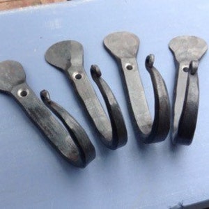 4 Hand Forged "Thumbprint" Hooks made by Blacksmith