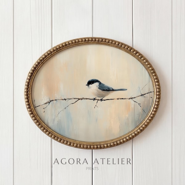 Cottagecore vogel kunst aan de muur afdrukbare neutrale vintage vogel print rustieke boerderij natuur decor digitale download 395