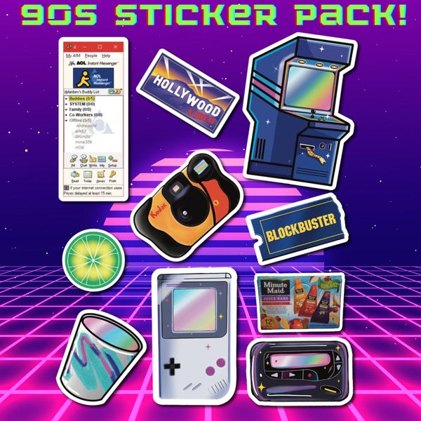 90s Nostalgia Holographic Sticker Pack | Retro Tech Decals