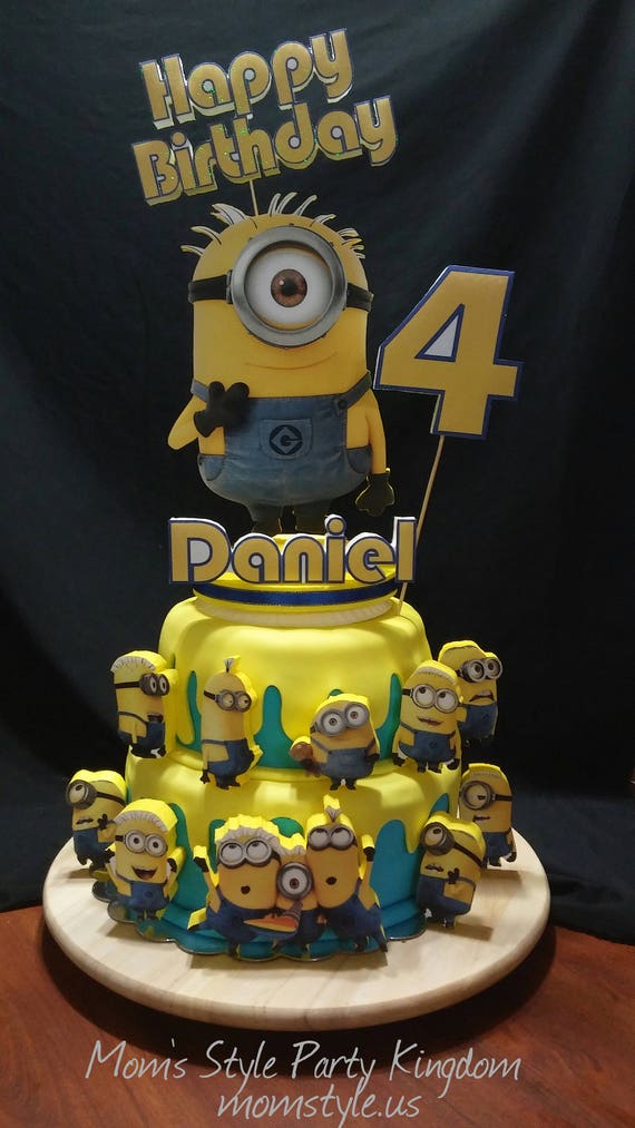 Minions Birthday Party Cake Topper Ps Etsy
