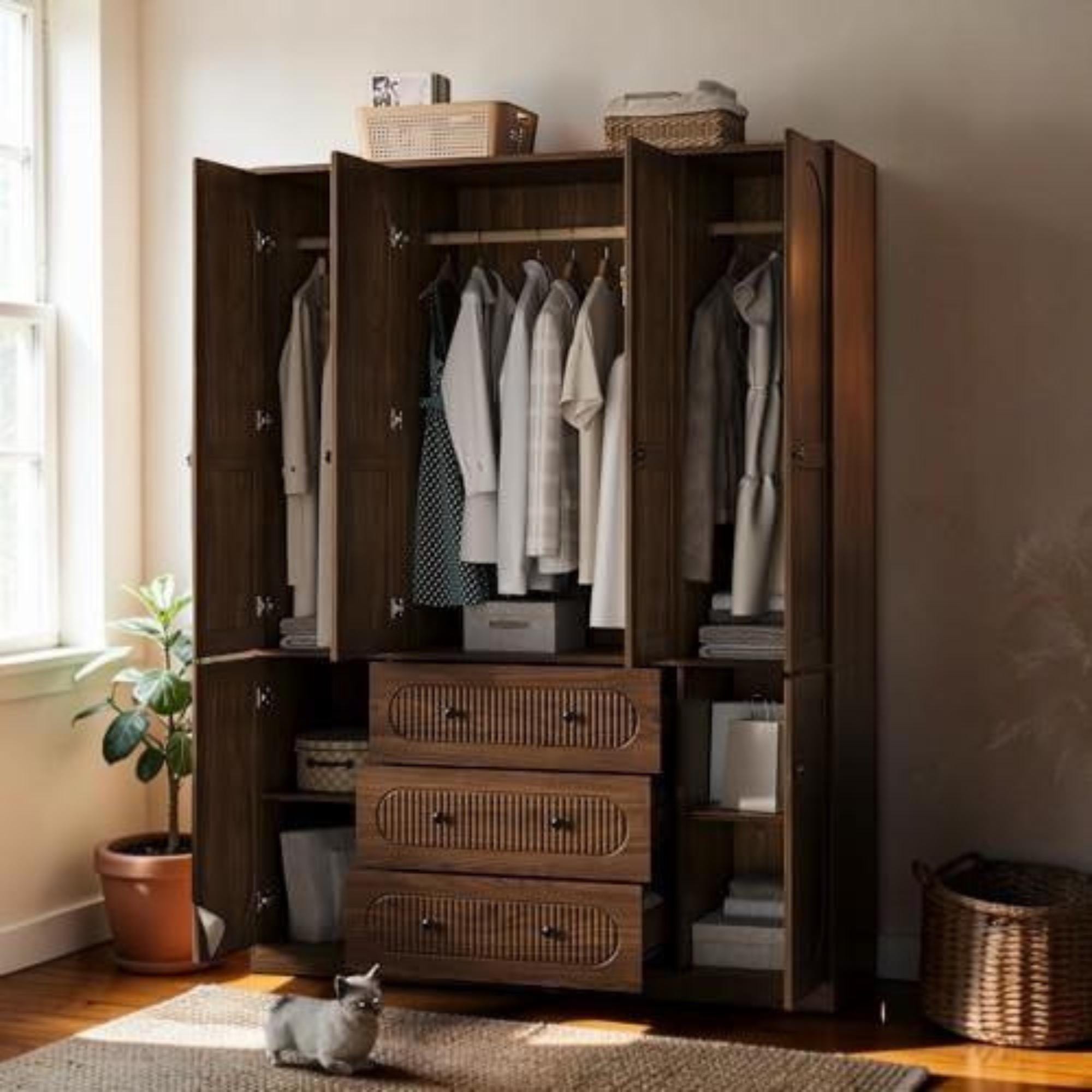 Walnut Armoire Wardrobe Closet - Etsy