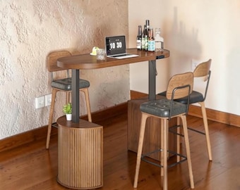 Electric Standing Desk 55 Inch Walnut Sit Stand Adjustable Height Office Desk