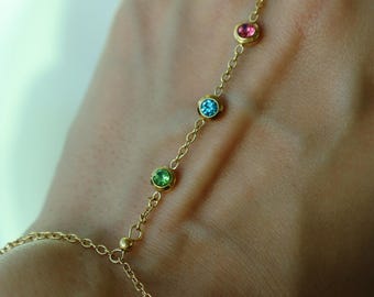 Flerfärgad kristallhandkedja armband