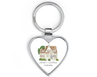 Custom House Illustration | Photo to Illustration | Names & Date Keepsake Gift, keyring for new home owners, housewarming gift