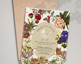 Floral Baby Shower Invitation Girl | Editable Baby Shower Invite Template | Pink Floral Baby Shower Printable Invite | Instant Download