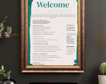 Airbnb Printable Host Guide Set | 5 Editable Signs Bundle | No Smoking, Trash, WiFi, Bathroom Rules & House Info | Instant Download Airbnb