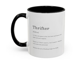 Thrifter Dictionary Mug Vintage Lover Gift, Thrift Store Humor Mug, Reseller Mug, Retro Aesthetic Coffee Cup
