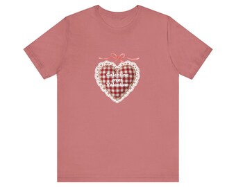 Galentine Heart plaid lace Tee | Gallentine Over Valentine T-Shirt | Funny Galentine Day Shirt, Best Friend Gift Tee, Women Friendship Shirt