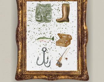 Fishing Nursery Wall Art Set of 4 | Alphabet Fishing Printable | Duck and Fish Prints | Rustic Kids Room Decor | Lake Cabin Digital Download