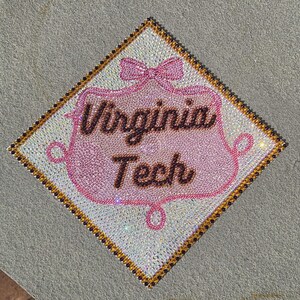 Virginia Tech Bling Graduation Cap Topper | Rhinestone VT Hokie Grad Cap Decoration