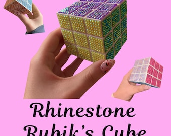 Handmade Rhinestone Rubik's Cube – Sparkly Fidget Toy, Desk Decor Puzzle
