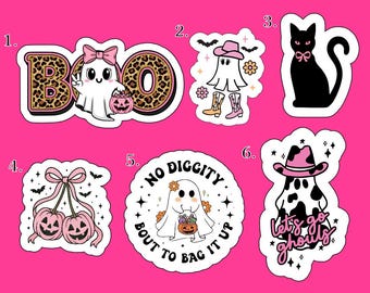 Spooky Sticker Set | Pink Girly Ghost Vinyl Decals