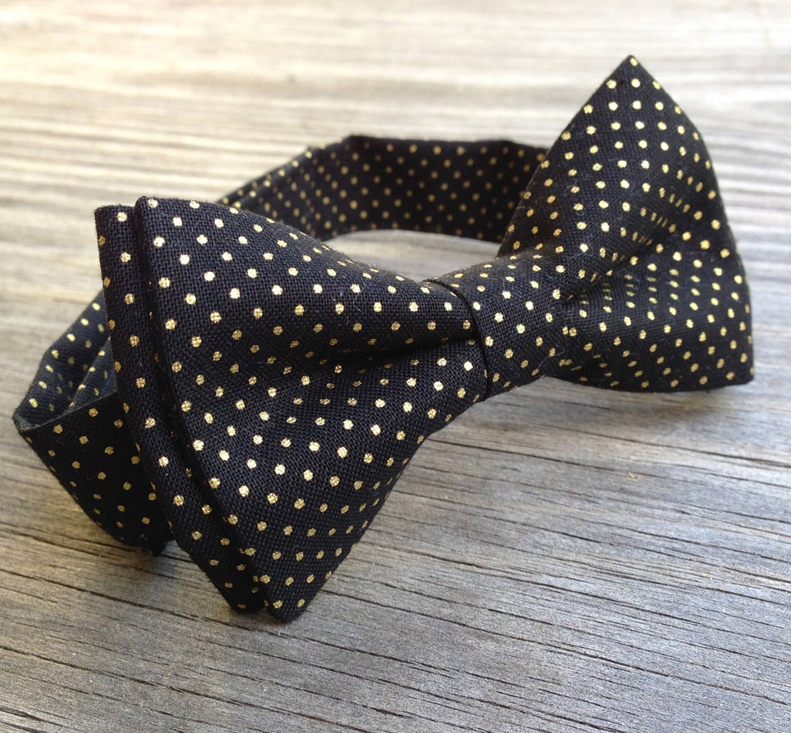 Black and Gold Bow Tie Black and Gold Ties Snowflake Bow Etsy