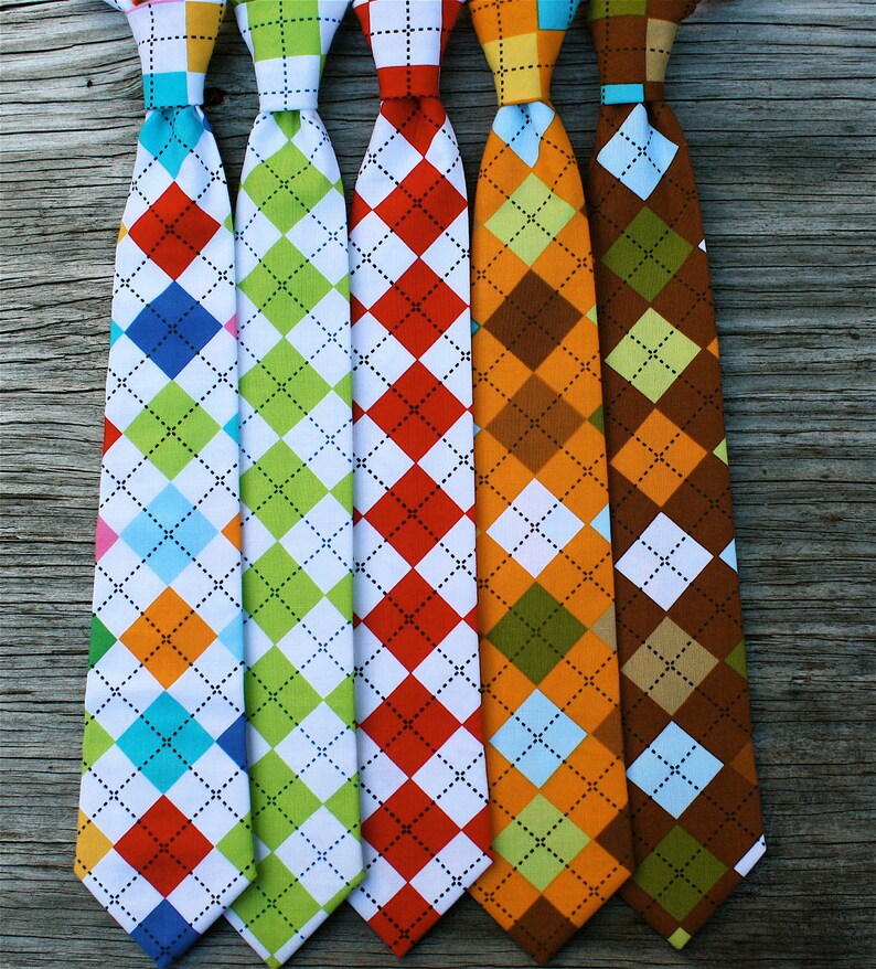 Argyle Necktie for Boys Rainbow Tie Ties for Baby Boys Etsy