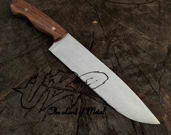 Handmade Camping Bowie Knife,D2 Tool Steel With Leather Sheath