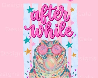 After While Crocodile PNG, Later Gator PNG  shirt, Coquette leopard girly shirt, Watercolor Trending Stripes, Design Women stripes Preppy