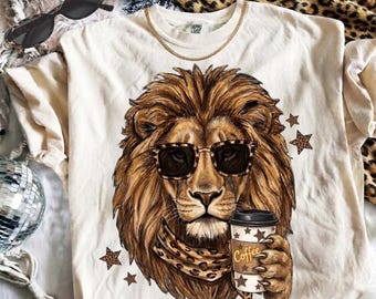 Glam Coffee Lion PNG | Luxury Animals png | Everyday Designs | Fancy | Boujee Png | Coffee animal Png | Preppy Coffee |  (Digital Download)