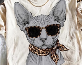 Glam Cat Sphynx PNG | Preppy Cat PNG | Luxury Animal Png | Everyday Designs | Boujee Png | Leopard Print Png | Digital Download