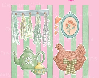 Granny Design Png, Cottage core Png, Vintage era Png, Grandma core Png, Cute vintage Png, Hen in nest Png, Gradma core shirt design Png,