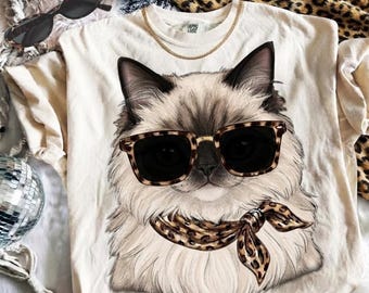 Glam Cat ragdoll PNG | Luxuruy animal Png | Everyday Designs | Boujee Png | Leopard Print Png | Preppy Animal Print Graphic | Cat Lovers Png