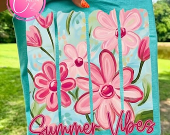 Summer Vibes png shirt, Watercolor Summer Vibes Png, Summer flower png shirt, cute summer png, summer dtf digital download, trending summer.