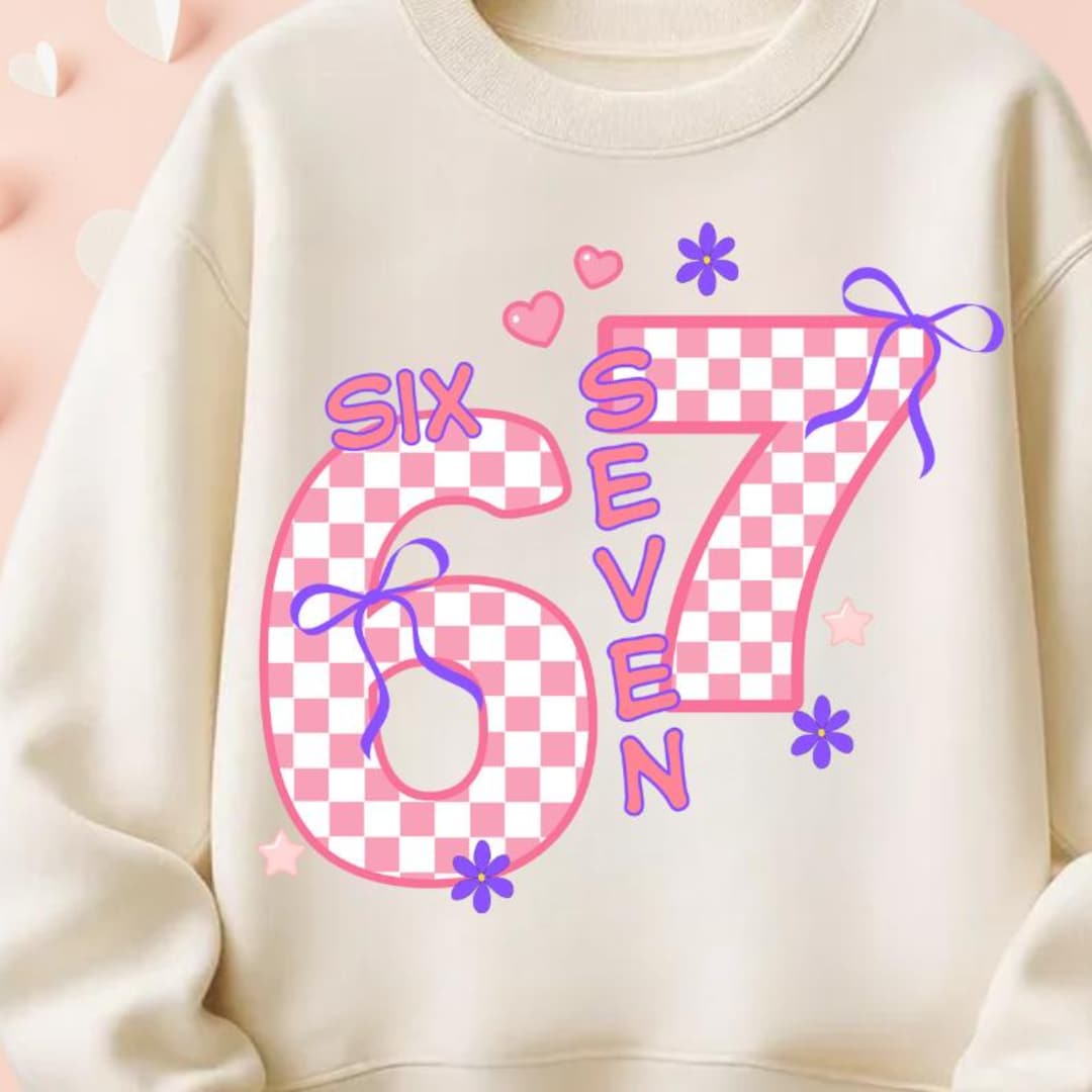 Fun Design 6 7 PNG, Preppy 67 Six Seven PNG Flirty and Fun Valentine's ...