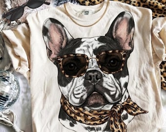 Glam Bulldog Frances Png | Luxury Animal Png | Everyday Designs | Boujee Png | Leopard Print Png | Preppy Animal Print  | Digital Download