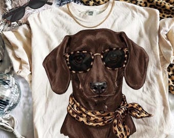 Glam Dachshund PNG | Fancy Png | Everyday Designs | Boujee Png | Leopard Print Png | Glam Animal Print Png | Cute Dog | Funny Wiener Dog