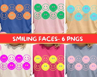 Neon summer smiley face bundle PNG, Summer bundle PNG, summer peace sign PNG, trendy neon summer design, retro smiley png