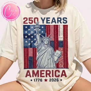Amerikansk lapptäcke-t-shirt (PNG), patriotisk skjortdesign från 1776 till 2026, Frihetsgudinnans 4 juli-skjorta PNG, vintage USA-flaggagrafik