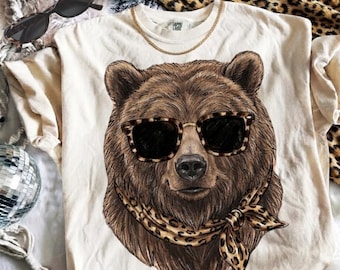 Glam Bear PNG | Bear Grizzy Png | Luxury animal Png | Everyday Designs | Leopard Print Png | Animal Print Graphic | Digital Download