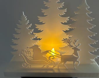 3D Printed Santa Sleigh Winter Scene – Holiday Decor