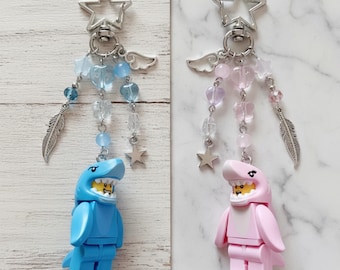 Shark Minifigure Keychain, Y2k Handmade Charm Keychain, Cute Bag Charm, Gift For Her