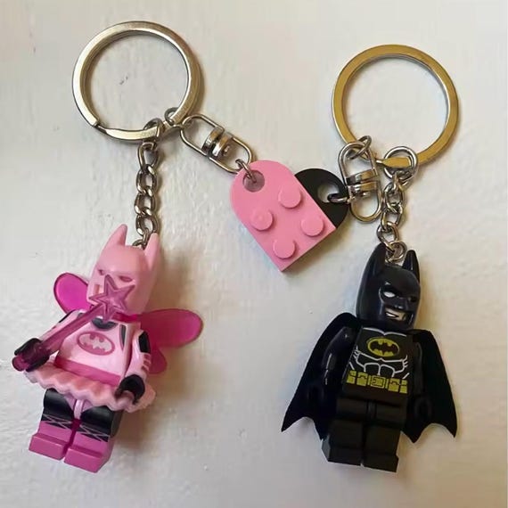 Black Pink Minifigure Keychain, Y2k Couple Bat Keychain, Matching Keychain Gifts