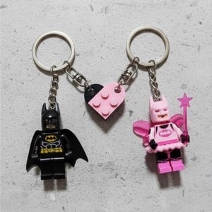 Pink Black Minifigure Keychain, Y2k Couple Keychain, Cute Bag Keychain, Gift For Girls