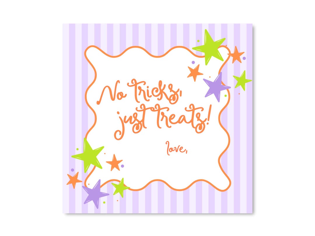 Halloween Gift Tag No Tricks, Just Treats (printable Digital Download